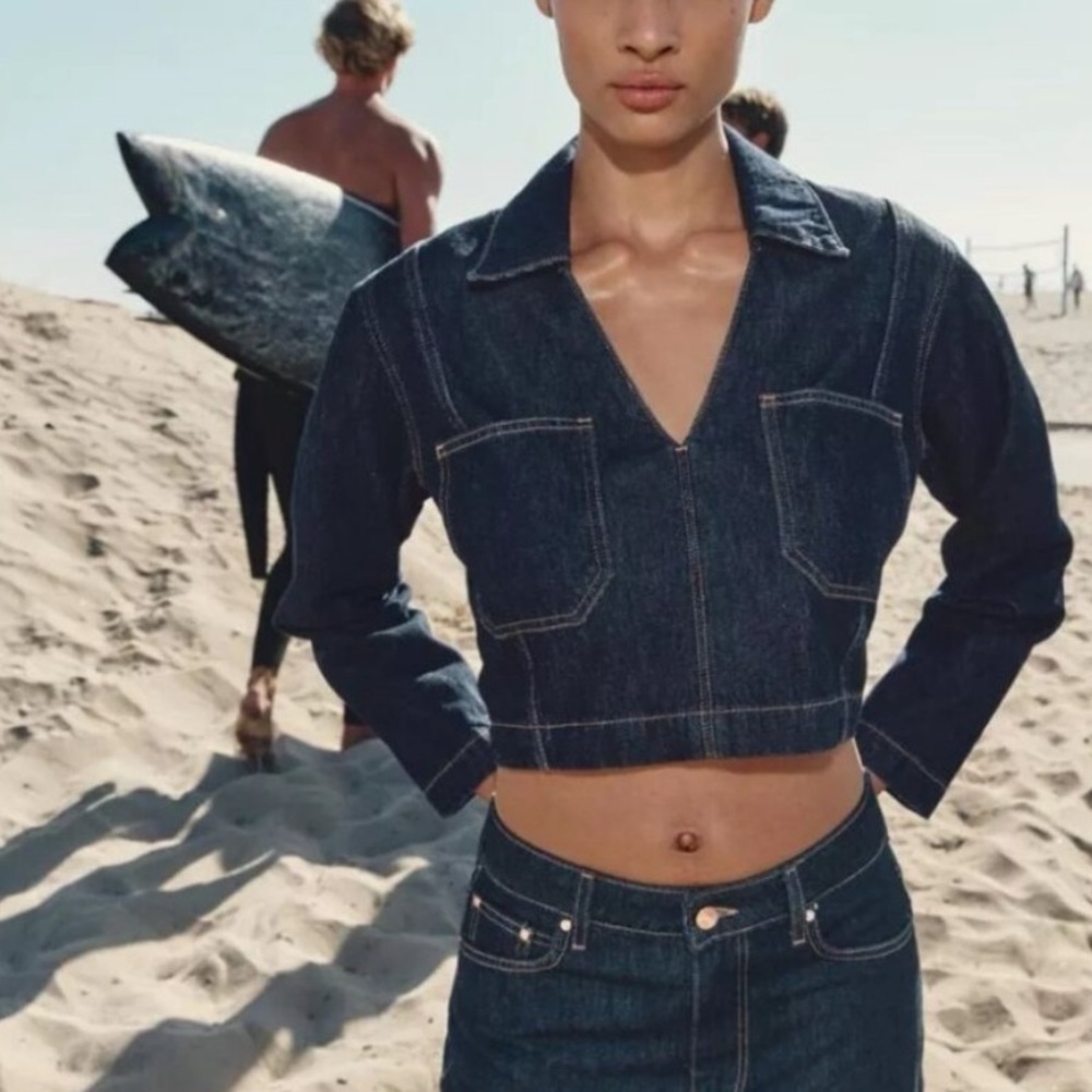 Zara Classic Blue Jean long sleeve top size M